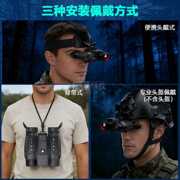 棕昶3D裸眼双目夜视仪NV8100P户外4K高清拍照录像 激光测距红外头戴产品图2